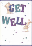 With unmistakable charm, this get well card offers a scene filled with warmth and buoyant optimism, echoing the neighbourly comfort found around Becontree Heath. Two delightful companions-a plump teddy bear and a fluffy puppy-are depicted in playful motion, each balancing or holding radiant, oversized letters spelling 'Get Well.' Their expressions and gentle body language convey affectionate concern, inviting a smile as the eye takes in rich shades of teal and grape that illuminate the card's central message. Dotted across a calm ivory background, sparkling stars in blue and purple offer a sprinkle of magic and hope, as if wishes are being carried on the wind through Valence House Gardens. The detailed, tactile rendering of the characters' fur calls to mind the comforting texture of a freshly delivered bouquet-a signature touch from Becontree Heath Flowers. Together, card and imagined blooms create a pairing that's soothing, heartfelt, and ideally suited for bringing encouragement to someone recuperating in Becontree Heath or the nearby community.